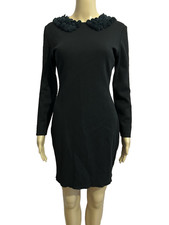 MOSCHINO Cheap & Chic vintage 90's Y2K black wool mini bodycon dress UK 12 IT 44