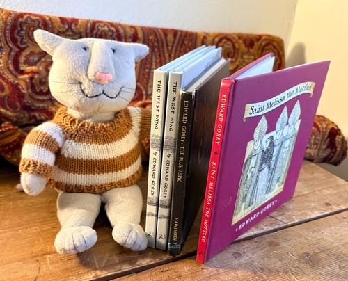 Edward Gorey 4 books PLUS 10" Gorey plush CAT toy