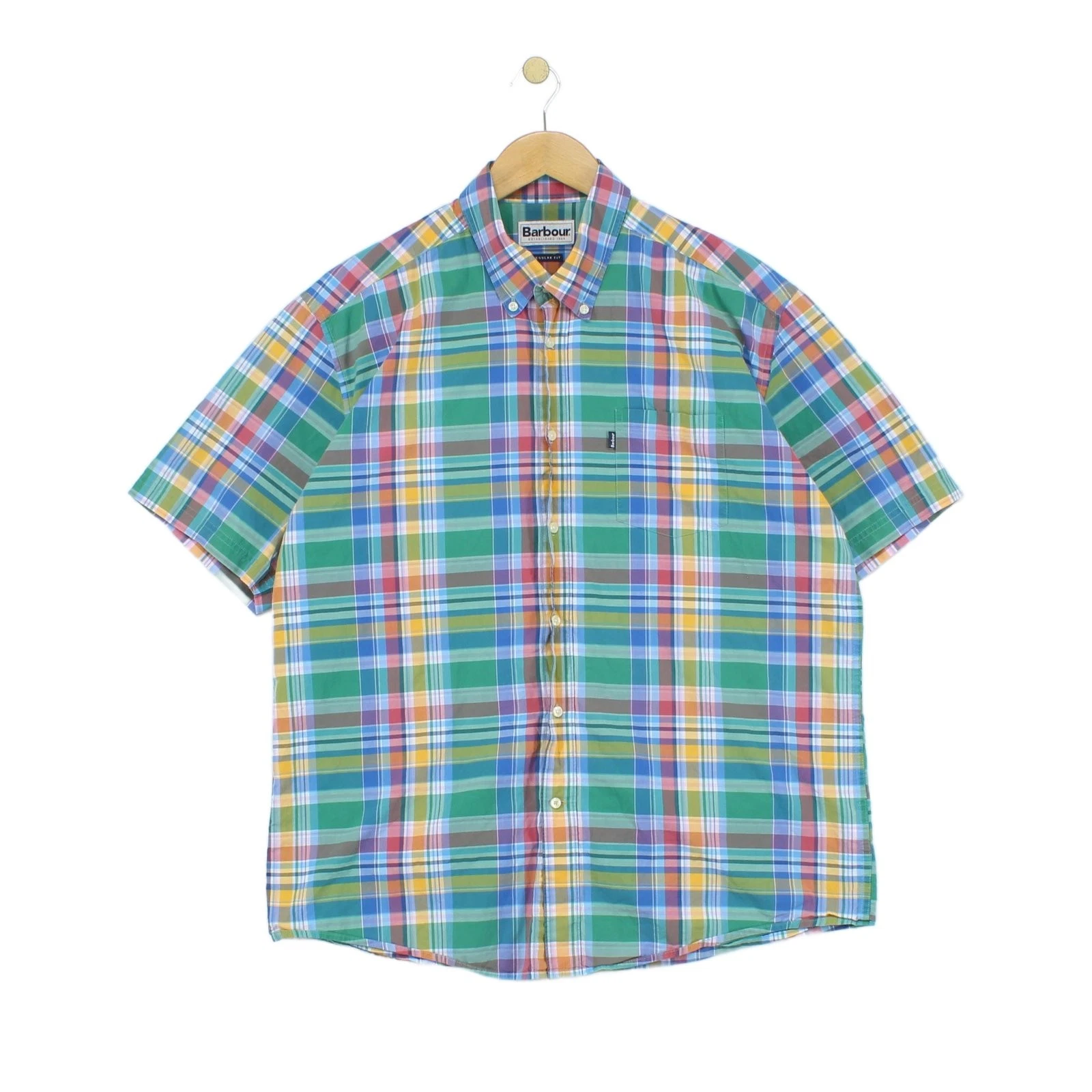 Barbour Plaid Shirt Mens Size XL Multicoloured Short Sleeve Button Up