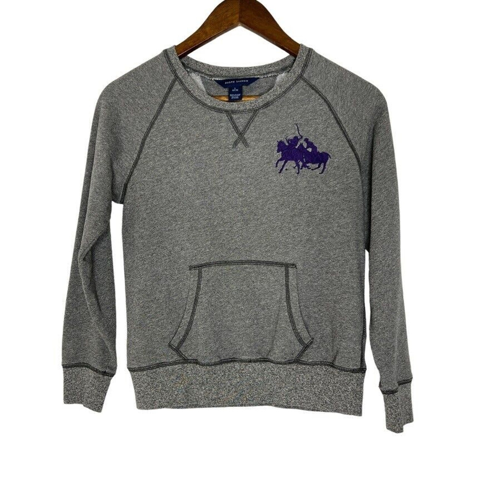 Polo Ralph Lauren etichetta blu grande pony grigio erica logo taglia large ragazza