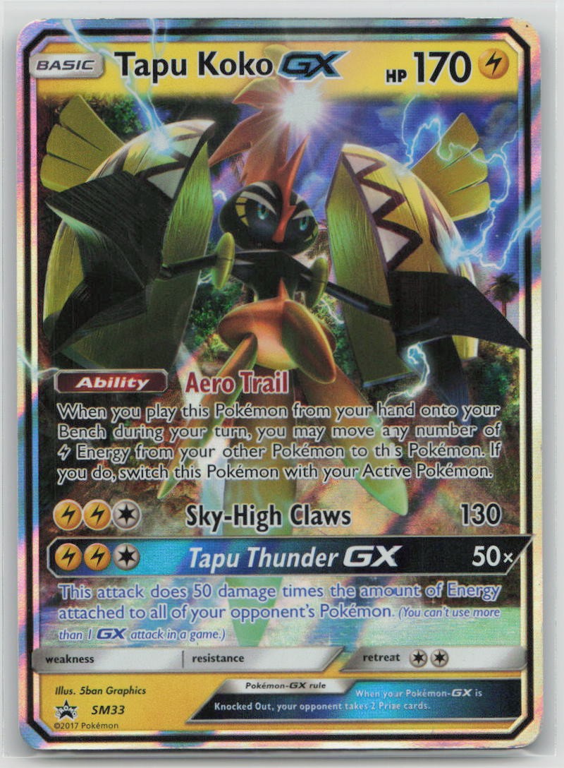 Tapu Koko GX - SM33 Holo Promo Sun & Moon Promo Pokemon Damaged