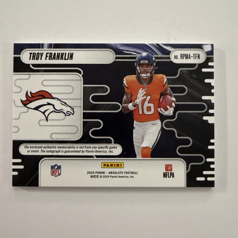 2024 Panini Absolute-Rookie Premiere Materials Autos Troy Franklin  /299 RPA - Image 2 of 4