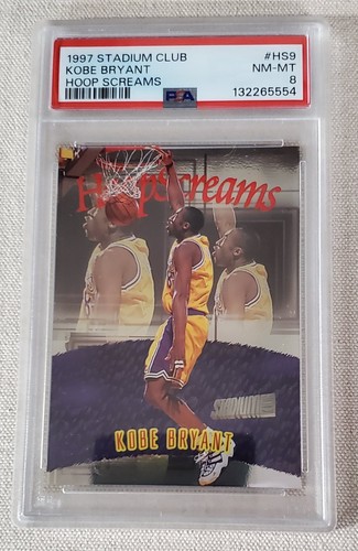 KOBE BRYANT 1997-98 STADIUM CLUB HOOP SCREAMS #HS9 L.A. LAKERS PSA 8 NM-MT