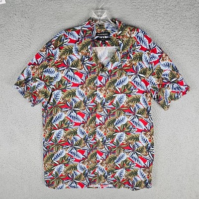 Banana Republic Camp Shirt Mens Tall L Tiger Jungle Slim Fit Button-Up 532649-01