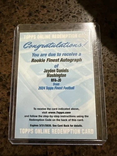 2024 Topps Finest - Rookie Finest Autographs Jayden Daniels #RFA-JD (AU, RC)