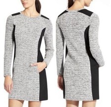 Athleta Colorblock Gray  Black L/S Cooldown Sweatshirt Dress Size Medium