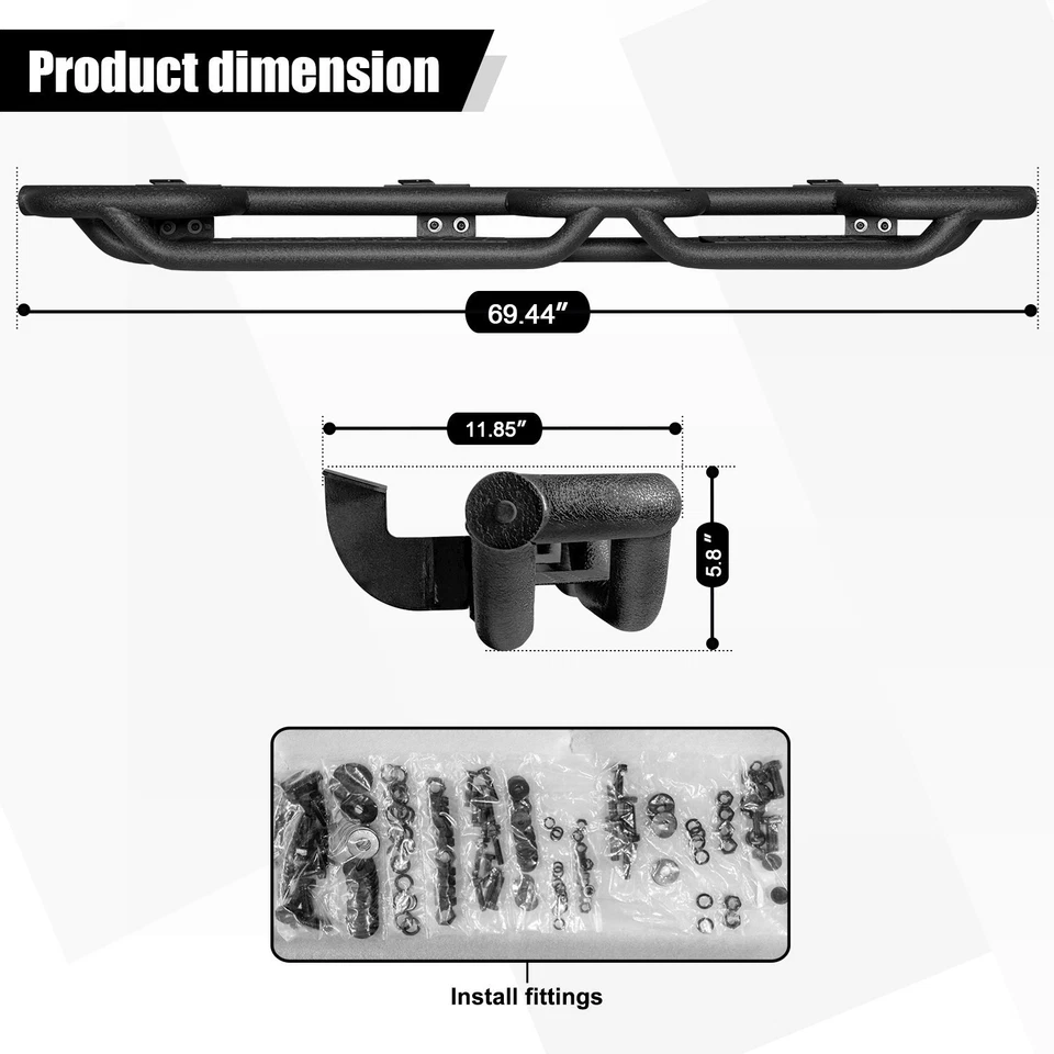 VIJAY Side Step Nerf Bars/Running Boards for 2007-2017 Jeep Wrangler JK(4Door） Foto 4 de 4