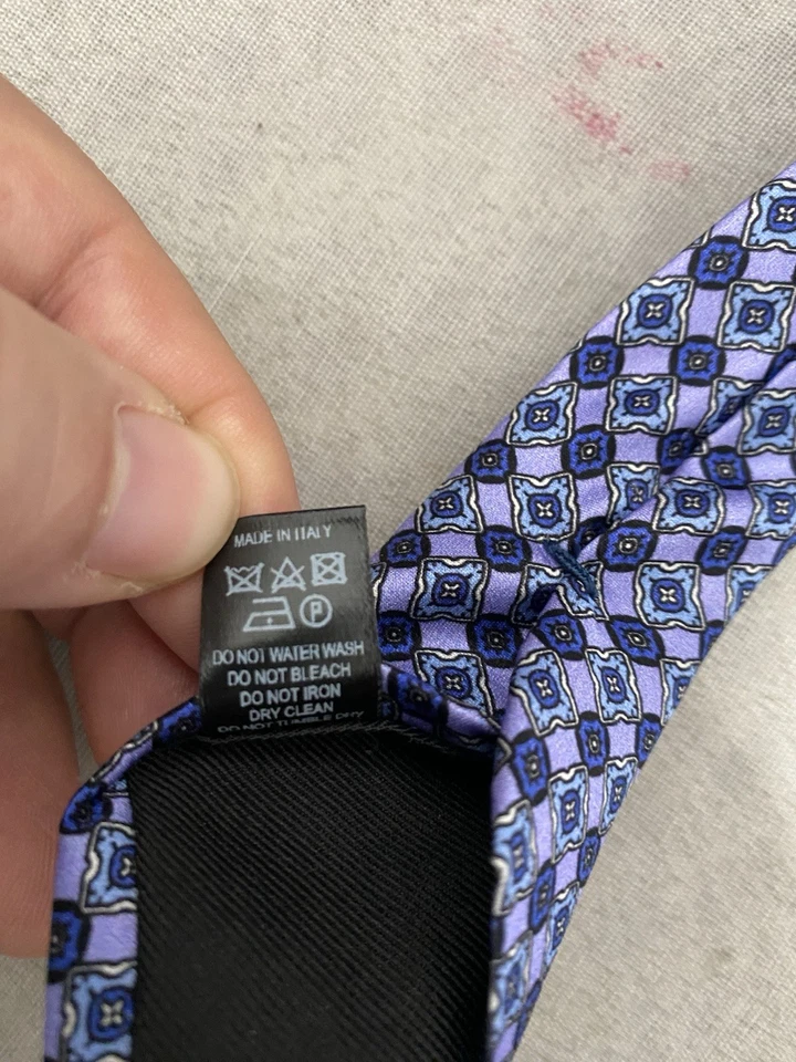 Birmania Bibas Hombre Corbata Cuello Pupula Floral Geométrica 100% Seda Hecha en Italia 3"x61" Foto 4 de 4