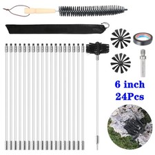 24x Chimney Sweep Set 6inch Flue Sweeping Brush & Rod Kit Soot Cleaning Rods Set