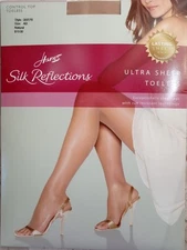 Hanes Silk Reflections Ultra Sheer Toeless Control Top OB376 Size AB Natural