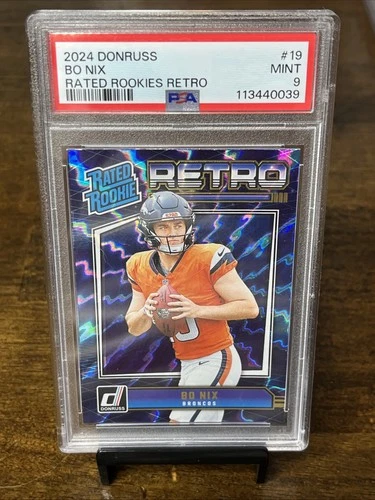 2024 Panini Donruss Bo Nix Rated Rookie Retro PSA 9 Denver Broncos