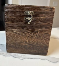 Decorative Wood Tissue Box Cover – Retro Brown Square Facial Tissue Holder