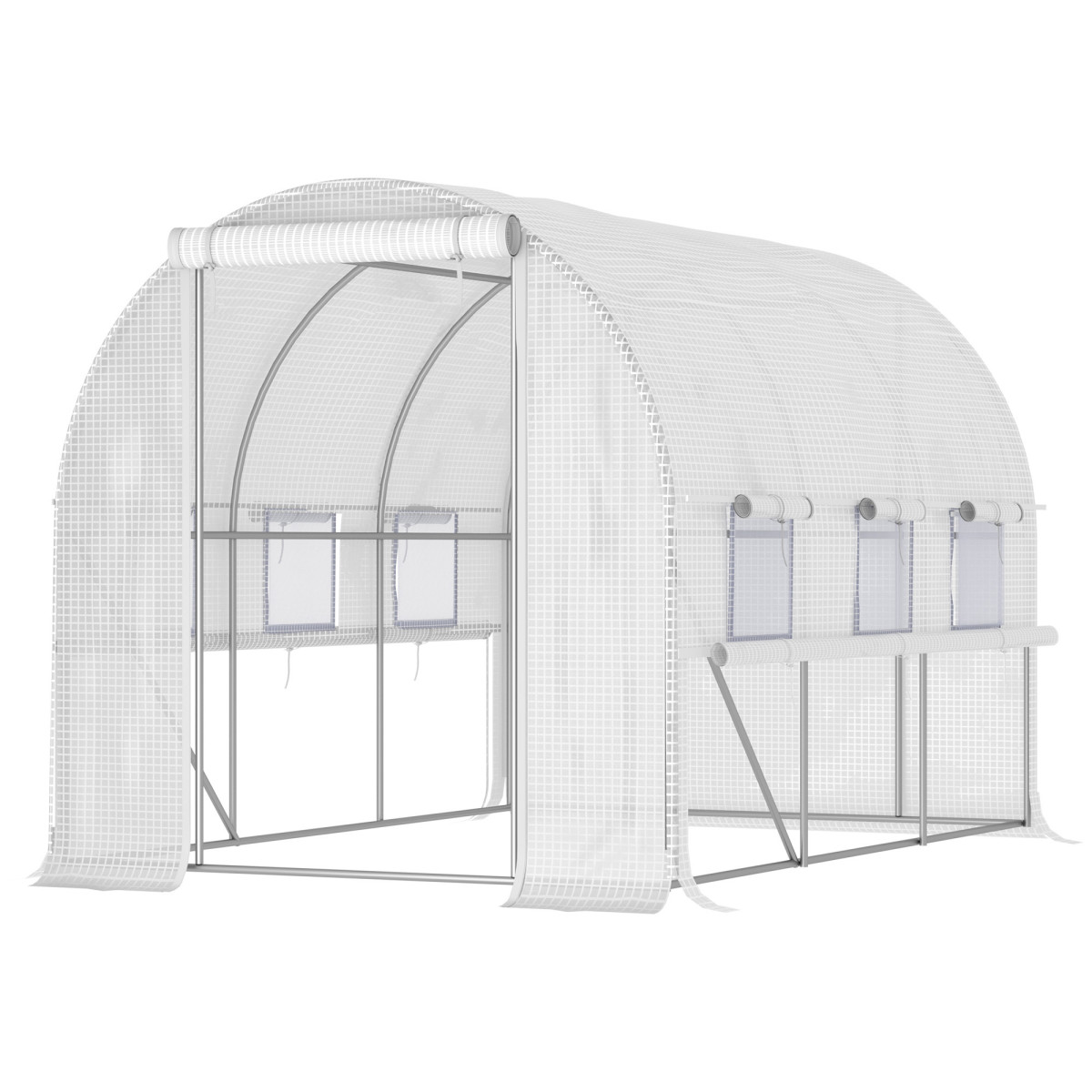 Bobobiy Green/White Walk-In Polytunnel House House With Roll-Up Sidewalls, Uv-Resistant Pe Cover, 3 X 2 X 2M, - Image 2