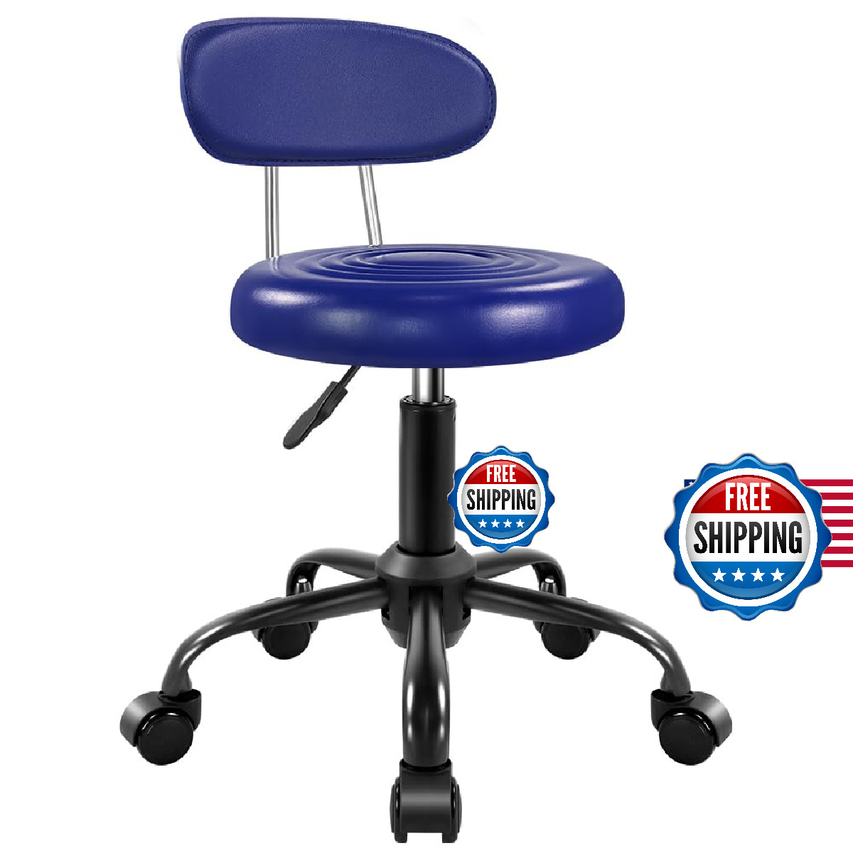 WKWKER Rolling Stool with Wheels Swivel Stool with Back Heig