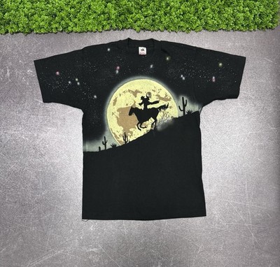 Vintage Space Cowboy Moon Over Print T Shirt Graphic Print