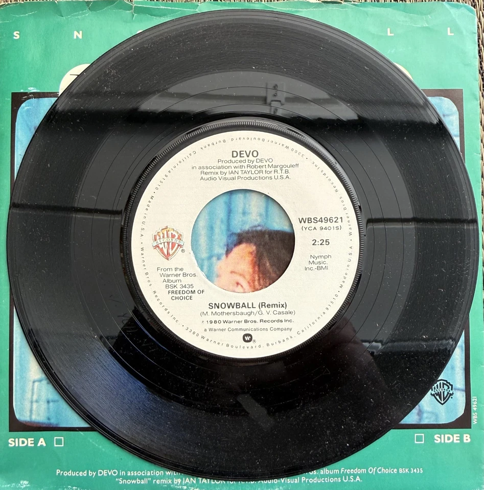 Devo - Snowball (remix) / Freedom of Choice - Warner WBS49621 - M PS - Image 3 of 4