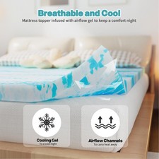 Memory Foam Mattress Topper Cooling Gel Infusion 3 Inch Thick for Queen Size Bed