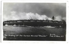 Real Photo German Warship Bluecher Disaster RPPC  Postcard Oslo Norway Invasion
