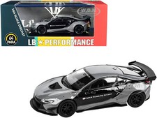 BMW i8 LIBERTY WALK GRAY & BLACK 1/64 DIECAST MODEL CAR BY PARAGON PA-55146