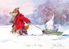 Funny Fox & Goose Christmas cards pack of 10 by Jonathan Walker C400x