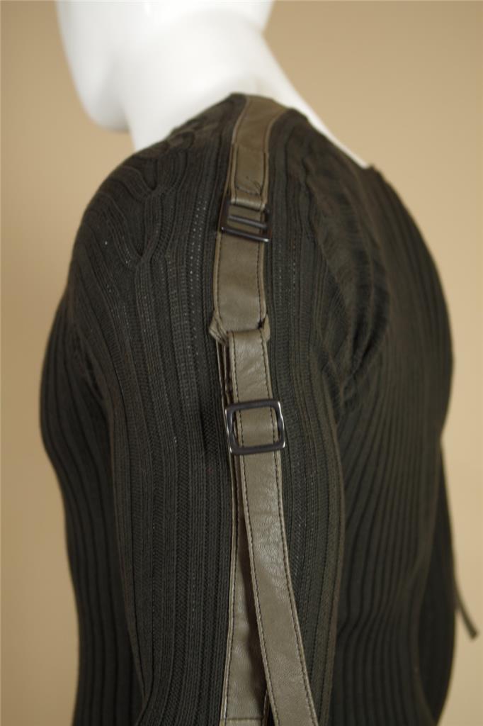 Julius Iconic EXTREMELY RARE Leather Trimmed Cable Knit Sweater size 2 _7 MA image 6