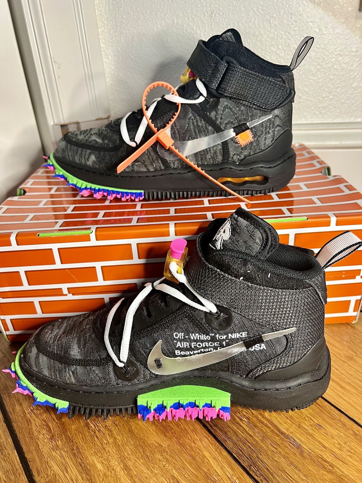 OFF WHITE X NIKE Nike Air Force 1 x bianco sporco uomo taglia 6 5 donna taglia 8 nero 2022