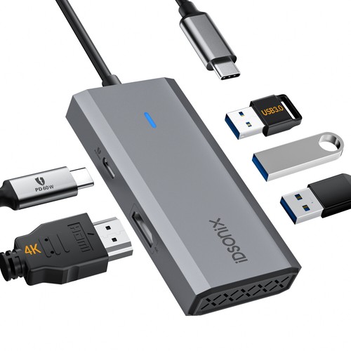 Adaptateur IDsonix USB C Hub 5 en 1 USB C avec 4K HDMI, PD 60W, 2 USB 2.0/3.0, - Photo 6/9