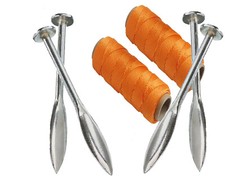  Builders Line Pins 4pcs , Steel Brickies, Brick Layers Line Pin+2x50M String 