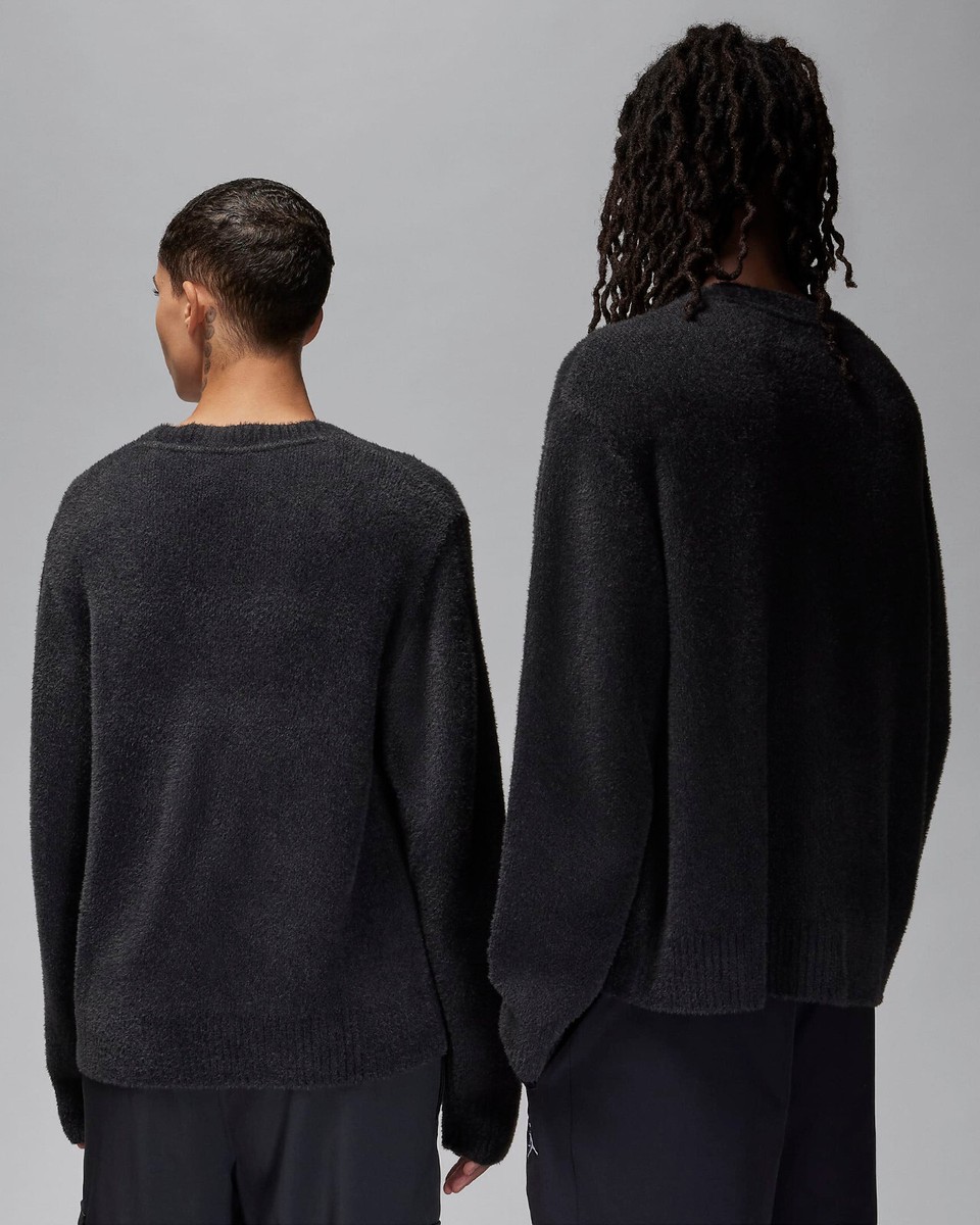 Jordan Flight Heritage Crop Knit Fuzzy Jumper Off Noir
