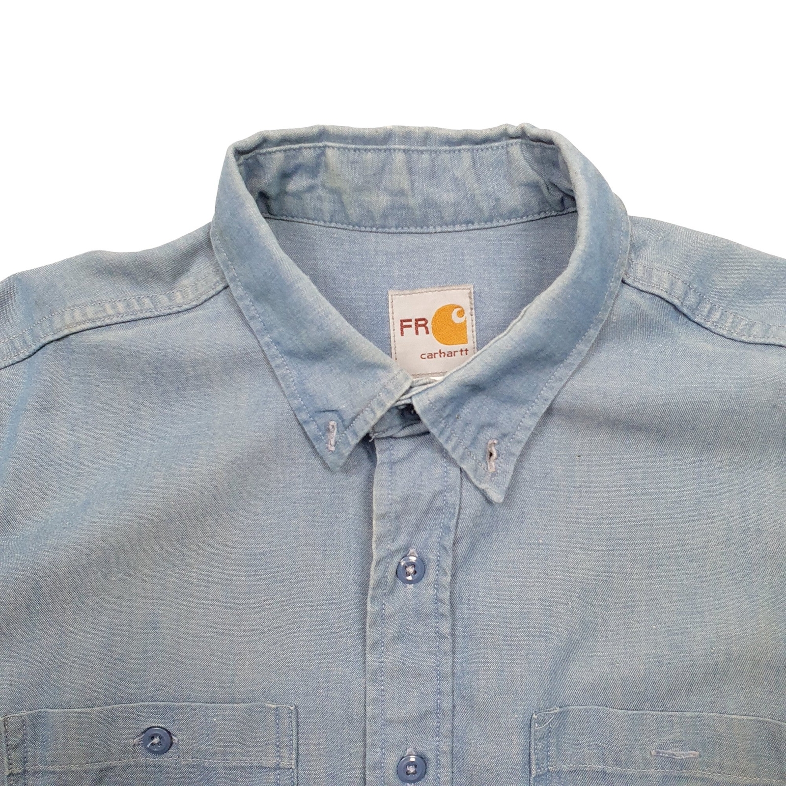 CARHARTT Blue Shirt Long Sleeve Casual Cotton Mens L image 2