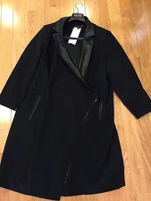 NWT MYNT 1792 Black Trench Women's Coat w/faux leather Modern look!!! Size 22