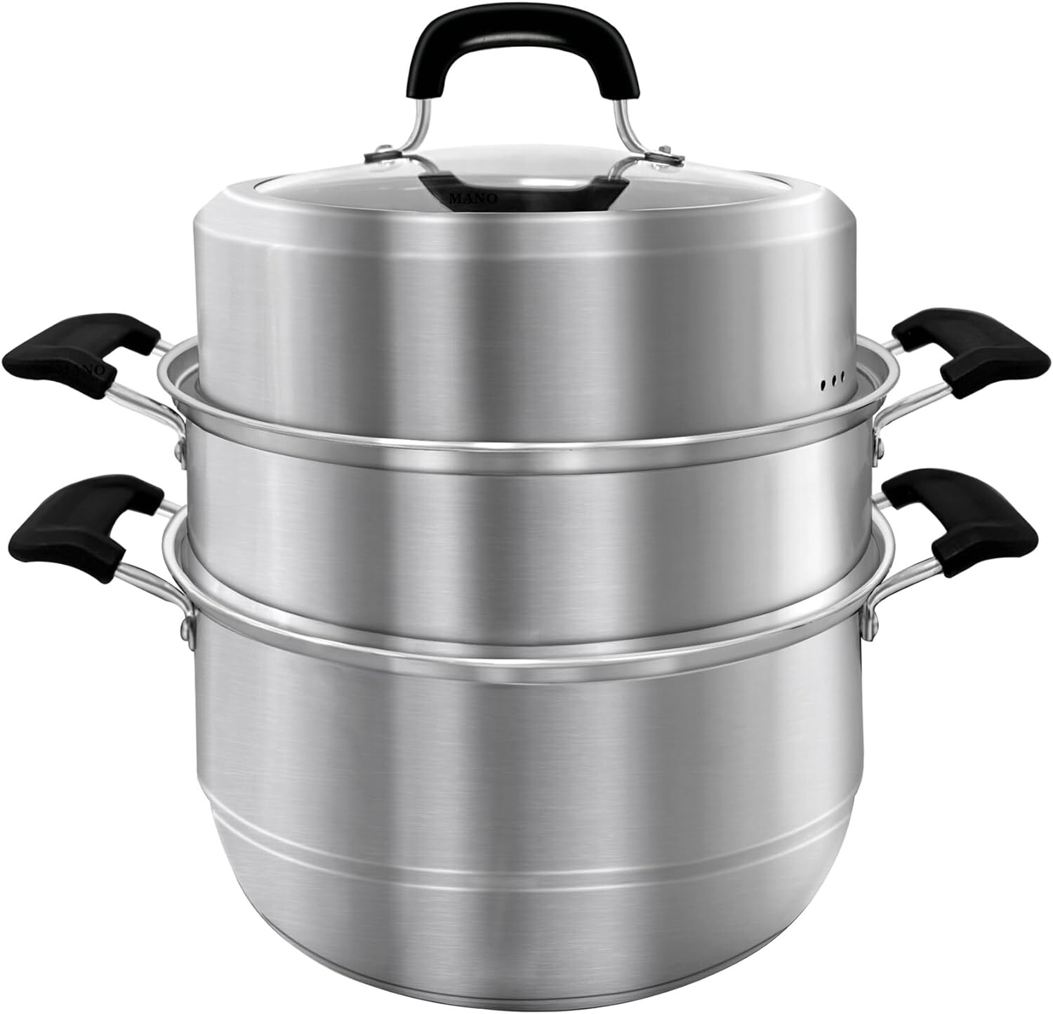 12.6-Inch 2-Tier Stainless Steel Steamer Pot with Lid for Healthy Cooking-image