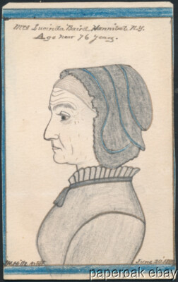 1881 Little Folk Art Drawing of an Old Woman In Hannibal, New York