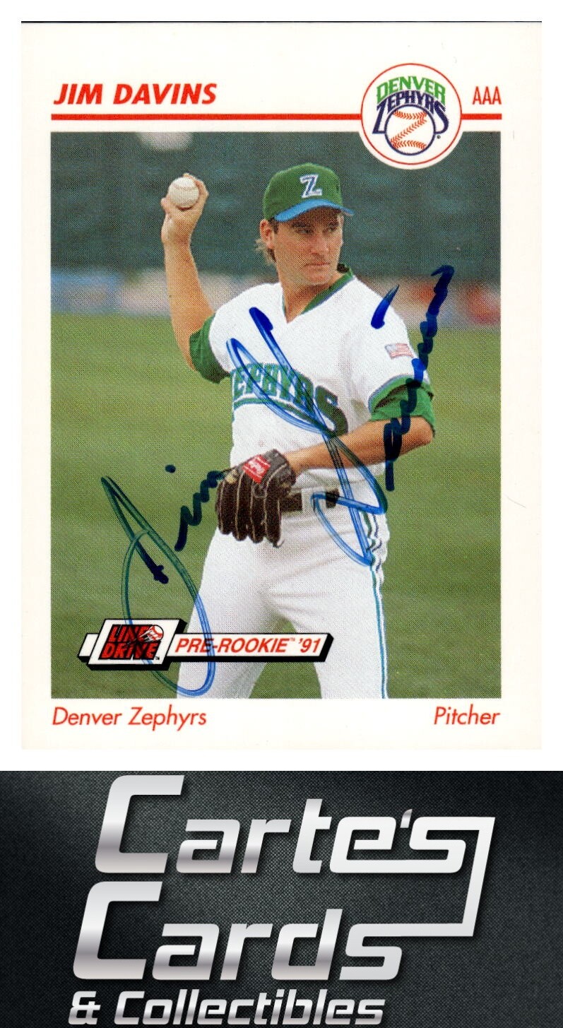 Jim Davins 1991 Line Drive AAA #133  Denver Zephyrs TTM/IP Signed Autographed