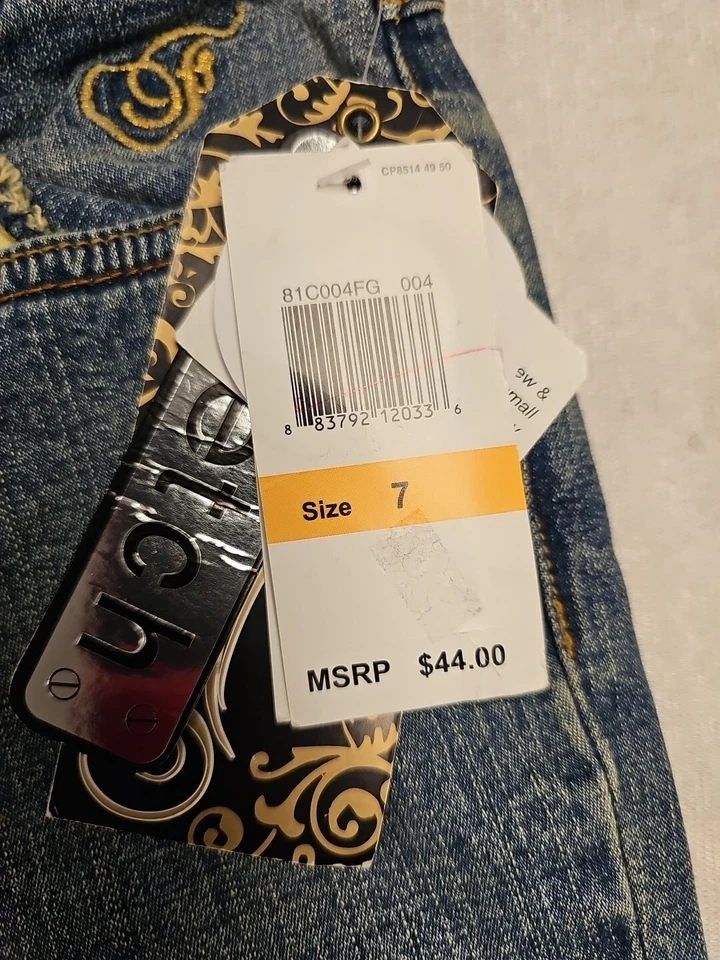 Fabulosity Denim Capri Elástico Juniors Talla 7 Bolsillos Embellecidos NUEVO Foto 4 de 4