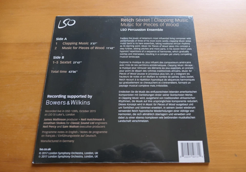 Steve Reich Sextet etc LSO Percussion Ensemble Limited Edition 180g Vinyl *NEW* - Image 2 of 2