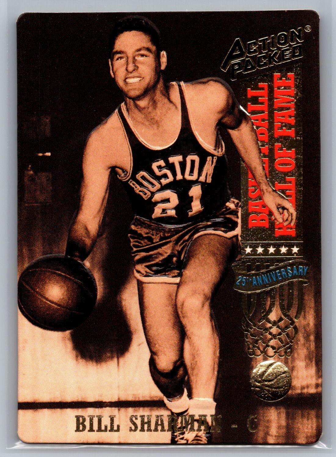 Bill Sharman 1993 Action Packed Hall of Fame BASKETBALL #27 Boston Celtics