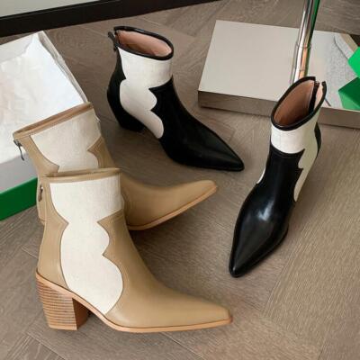 Womens Formal Western Dress Pump Pointed Toe Back Zip Color Matching Ankle Boots | eBay Womens Formal Western Dress Pump Pointed Toe Back Zip Color Matching Ankle Boots | eBay