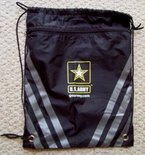 U.S. Army Storage Bag Drawstring Backpack 12" x 16" with Zipper Compartment