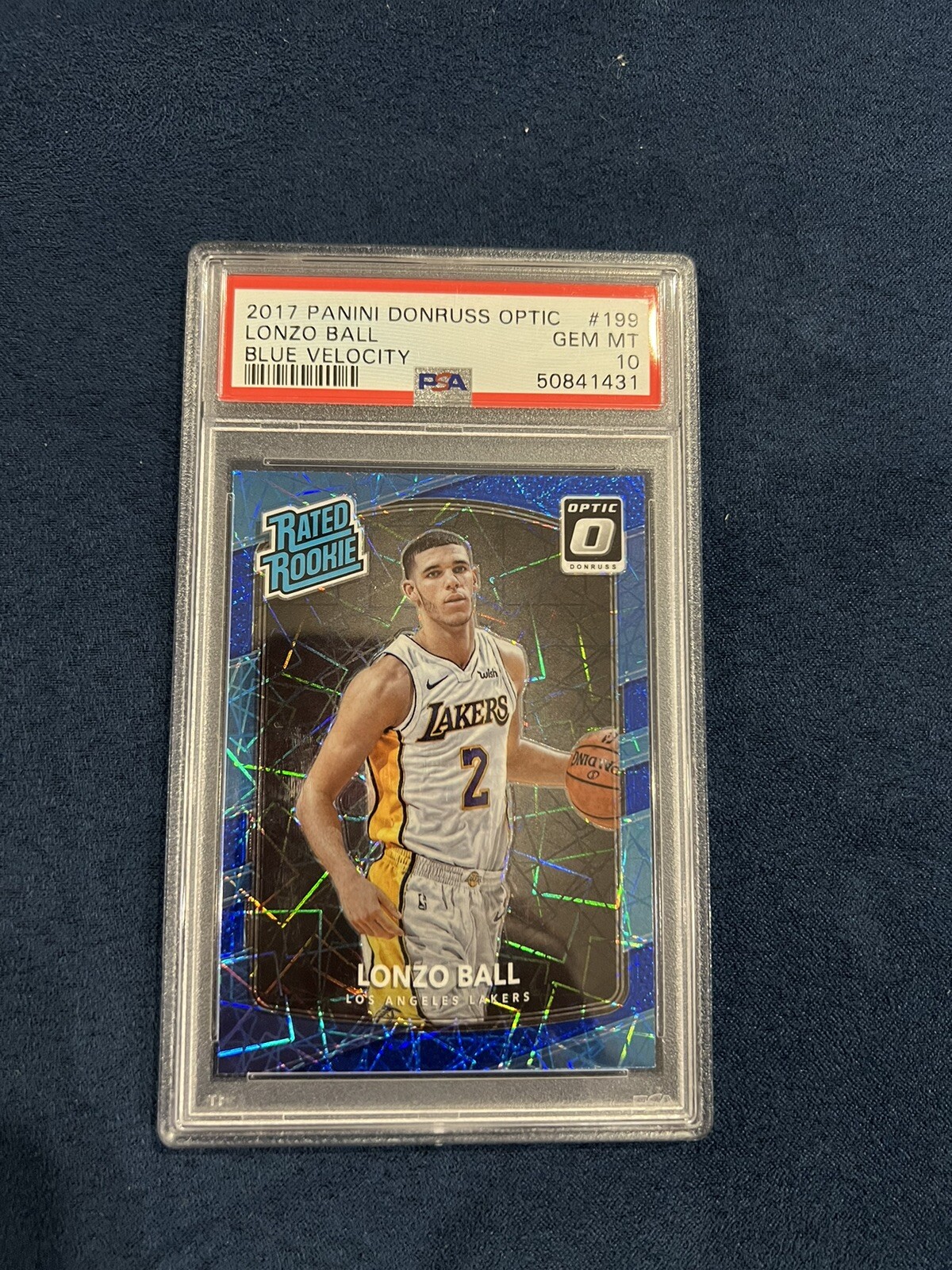 2017 Panini Optic Lonzo Ball Blue Velocity RC PSA 10
