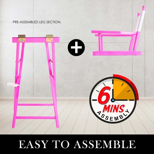 NNEDSZ Pink Folding Tall Chair DARK HUMOR Movie Director 75cm - Picture 9 of 13