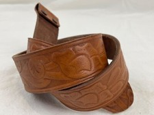 VTG NEW Boys Mens 30 Tooled Brown Leather Cowboy Western Burton Belt