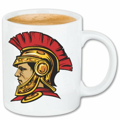 Kaffeetasse RÖMER MIT HELM SAMURAI KRIEGER SCHWERT KÄMPFER CHINA Keramik 330 ml
