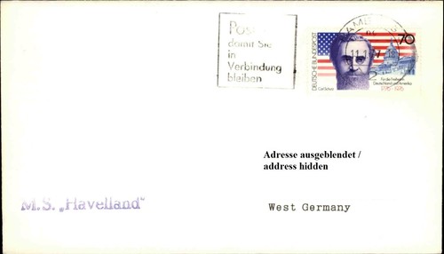 Schiffspost Schiffsstempel vom MS HAVELLAND Shipletter Brief Schurz Briefmarke