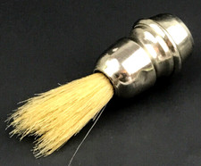 Vintage Mens Shaving Bristle Brush Silver Chrome Tone Metal Art Deco Germany