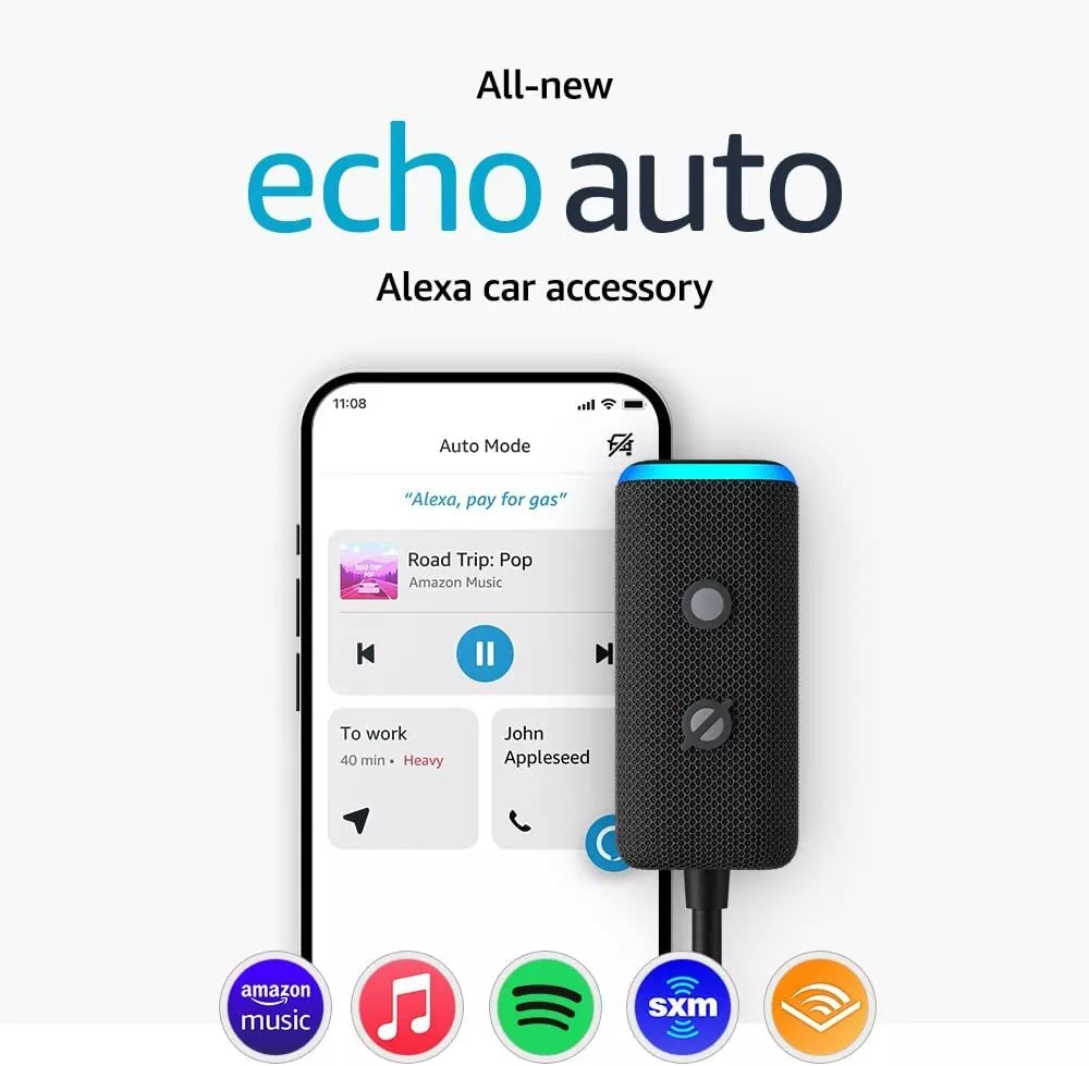 New  - Echo Auto (2nd Gen, 2022 release) | Add Alexa to your car