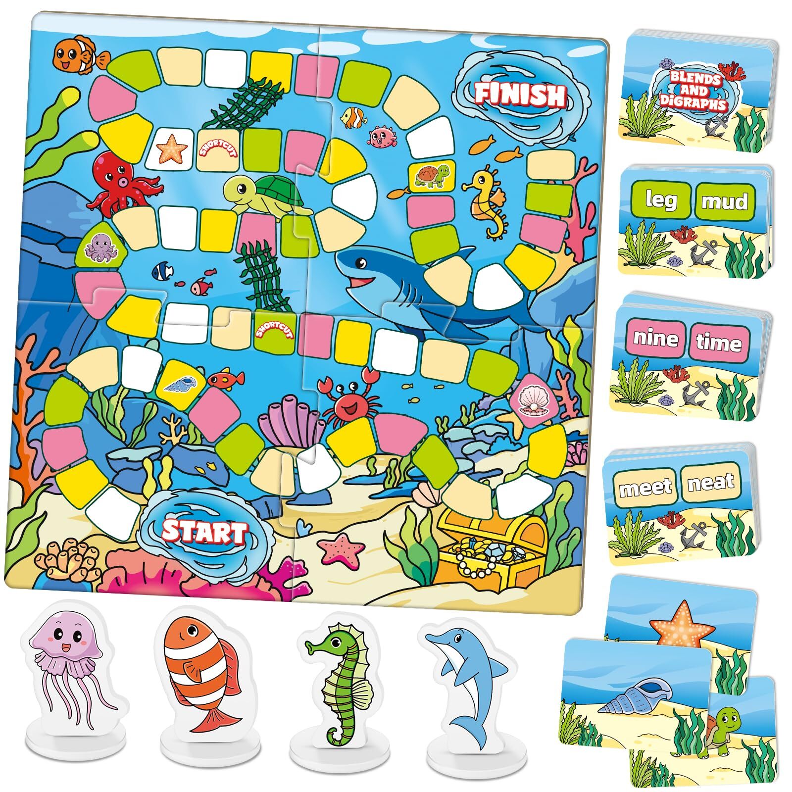 Broytain Word Ocean Phonics Board Game for KidsEducational Learning Word Boar...
