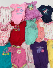 14 Baby Girls Outfits One Piece Bodysuits Size 0-3 Months Mixed Brands and Color