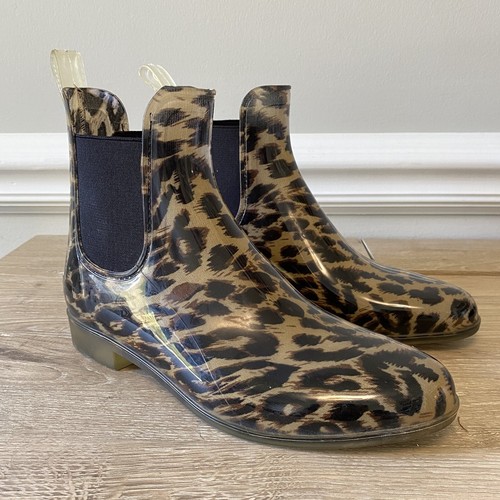 leopard print ankle rain boots