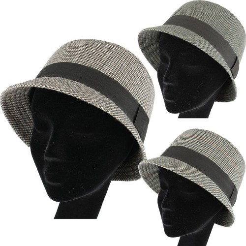 Controllo TWEED CAPPELLO CLOCHE CON BANDA LARGA MISTO LANA DONNA VINTAGE  STILE | eBay